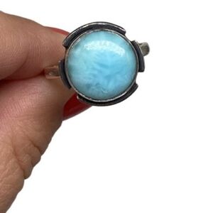 Genuine Larimar Sterling silver ring